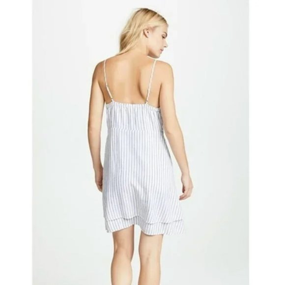 Rails Women's White Navy Canela Stripe Tiered Mini Dress Size Large - Picture 2 of 11